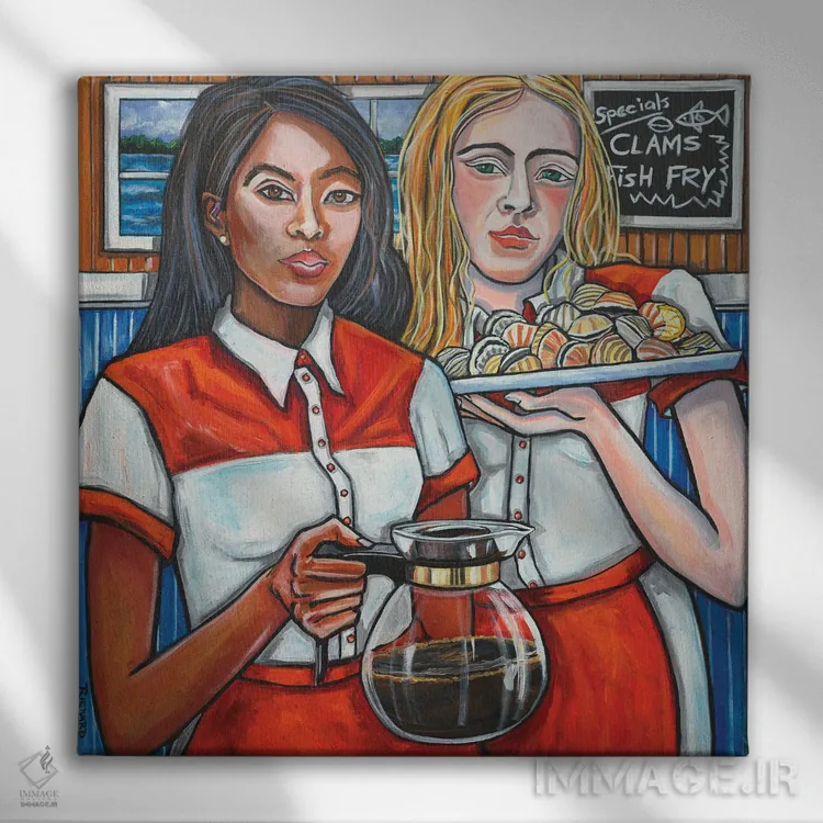 تابلو صدف و ماهی سرخشده اثر ایلین ریچارد - نمای روبهرو روی دیوار