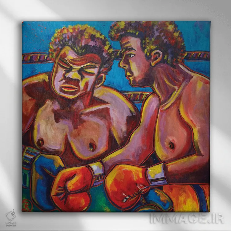 تابلو بوکسورها اثر ایلین ریچارد - نمای روبهرو روی دیوار