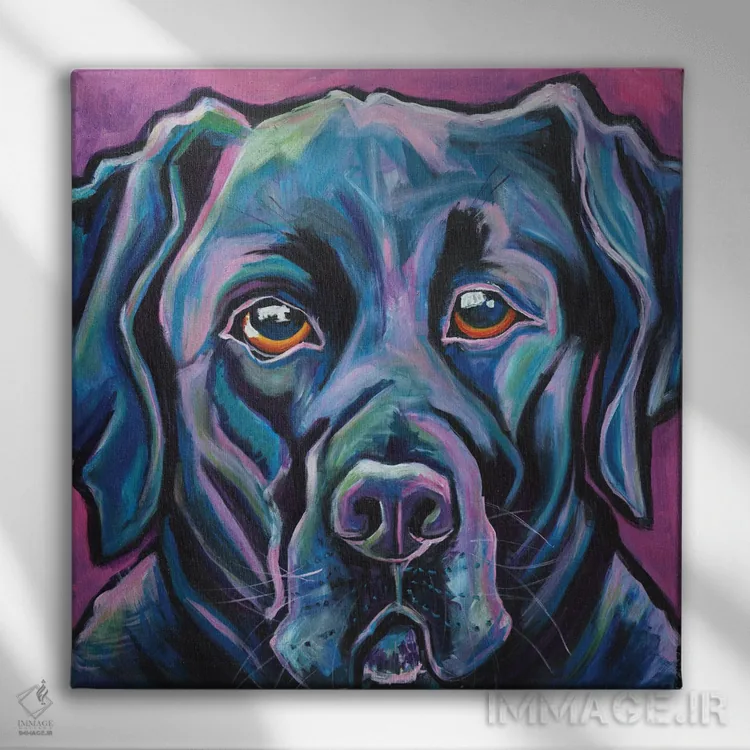 تابلو لابرادور سیاه اثر ایلین ریچارد - نمای روبهرو روی دیوار