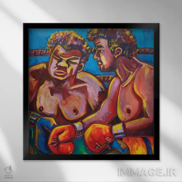 تابلو بوکسورها اثر ایلین ریچارد - نمای قابدار مشکی