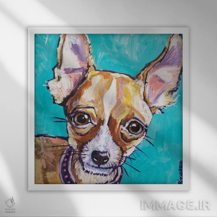 تابلو چیواوا اثر ایلین ریچارد - نمای قابدار سفید