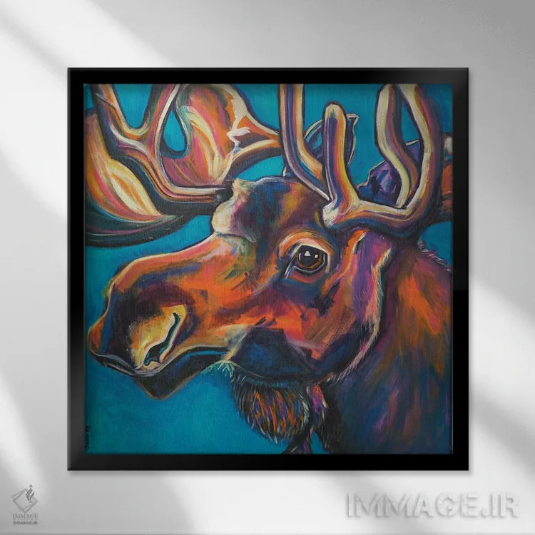 تابلو گوزن شمالی اثر ایلین ریچارد - نمای قابدار مشکی