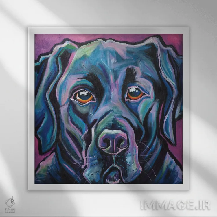 تابلو لابرادور سیاه اثر ایلین ریچارد - نمای قابدار سفید