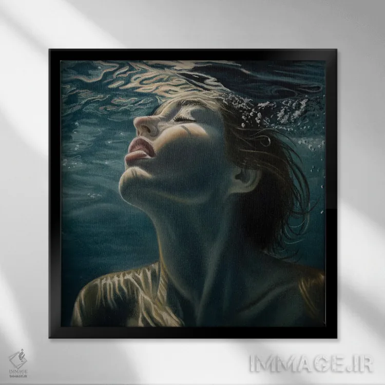 تابلو خطوط نور اثر اینا مدودوا - نمای قابدار مشکی