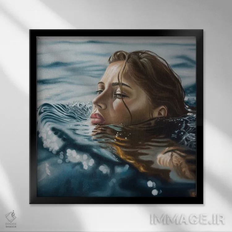 تابلو شناگر اثر اینا مدودوا - نمای قابدار مشکی