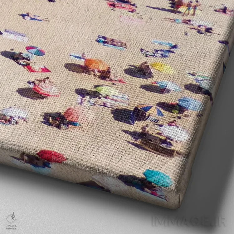 تابلو زندگی در ساحل اثر اینگرید بدوز - نمای نزدیک بافت بوم