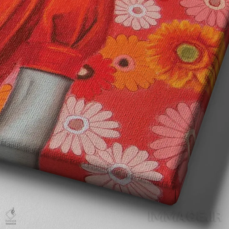 تابلو دختر بهاری اثر اینا مدودوا - نمای نزدیک بافت بوم