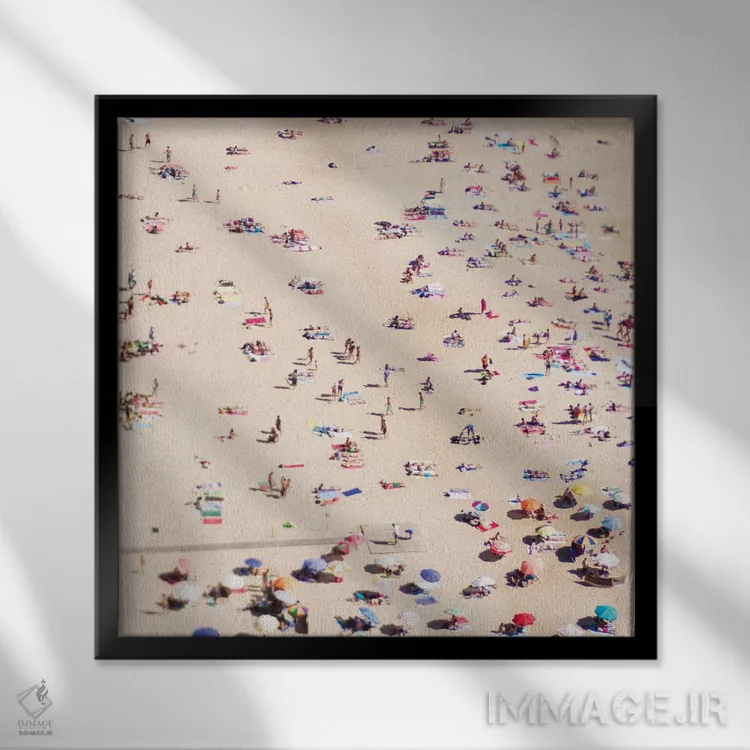تابلو زندگی در ساحل اثر اینگرید بدوز - نمای قابدار مشکی