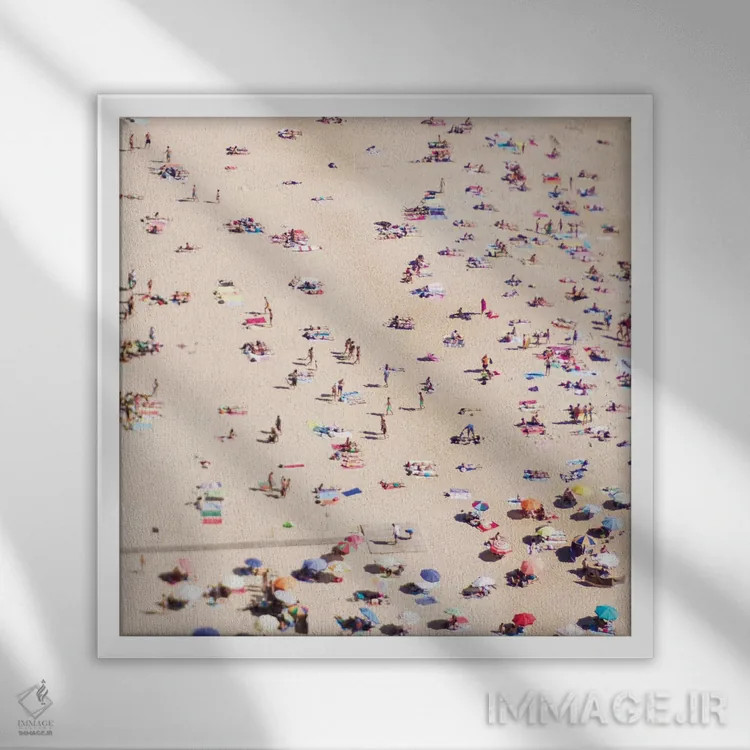 تابلو زندگی در ساحل اثر اینگرید بدوز - نمای قابدار سفید