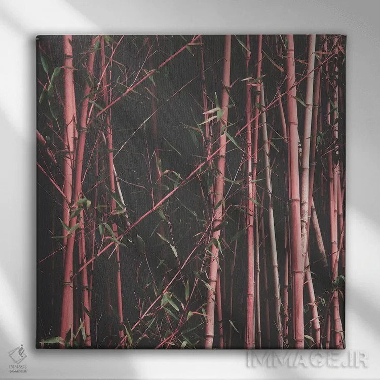 تابلو بامبو صورتی اثر اینگرید بدوز - نمای روبهرو روی دیوار