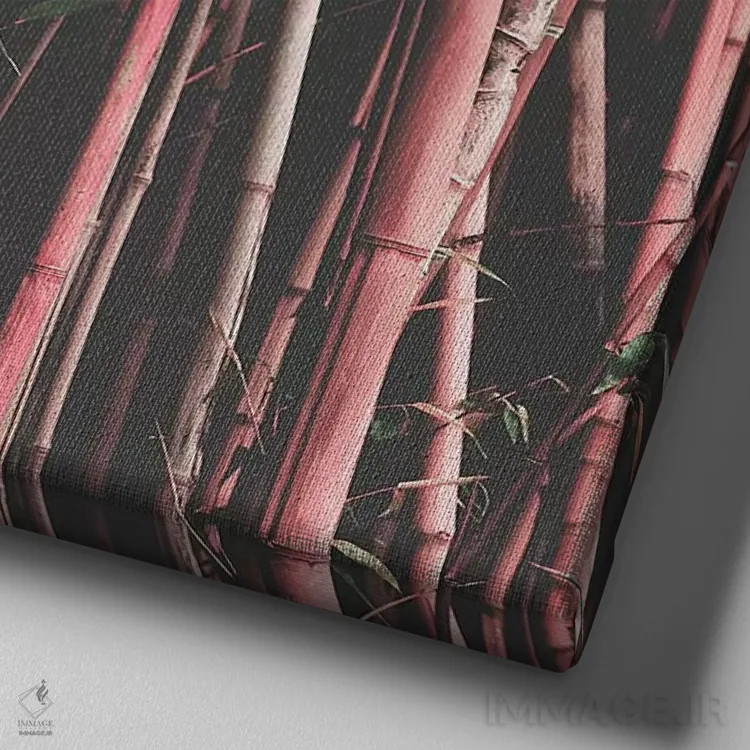 تابلو بامبو صورتی اثر اینگرید بدوز - نمای نزدیک بافت بوم