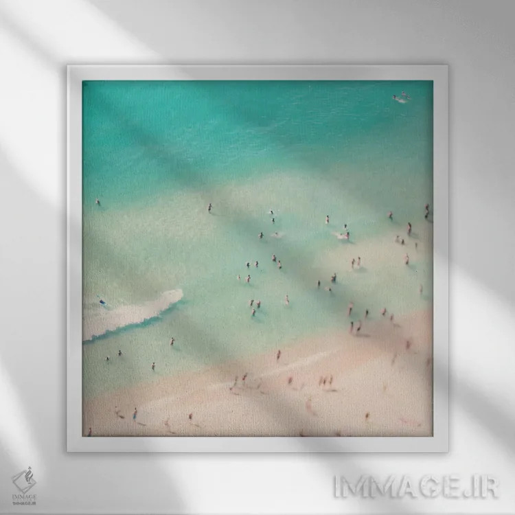 تابلو عشق در ساحل IV اثر اینگرید بدوز - نمای قابدار سفید