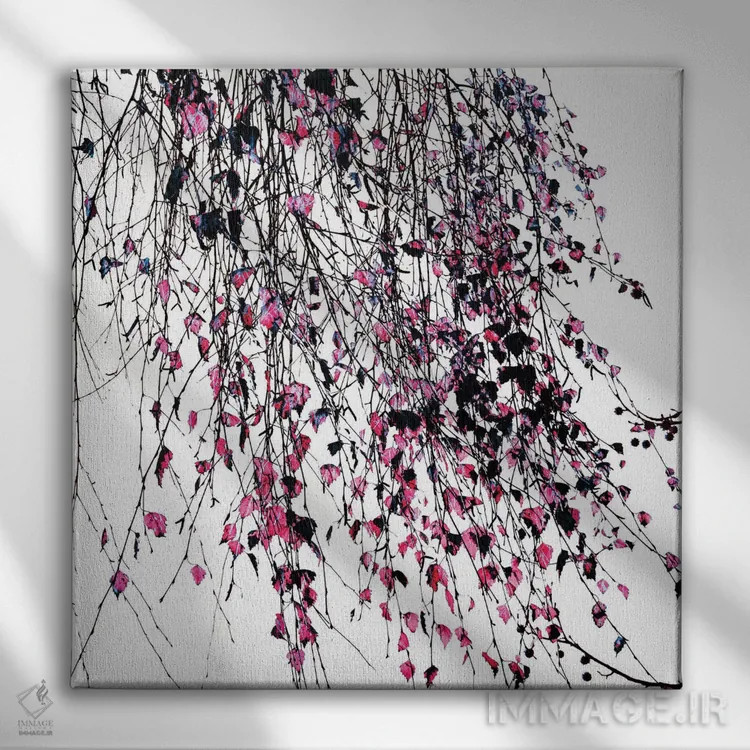 تابلو بید صورتی اثر اینگرید بدوز - نمای روبهرو روی دیوار