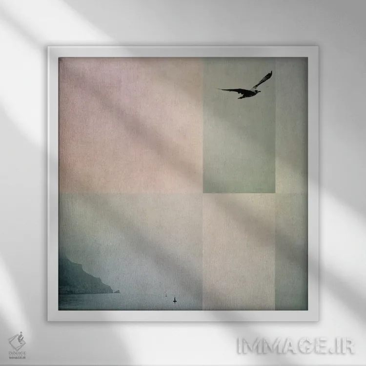 تابلو بلوک دریایی اثر اینگرید بدوز - نمای قابدار سفید