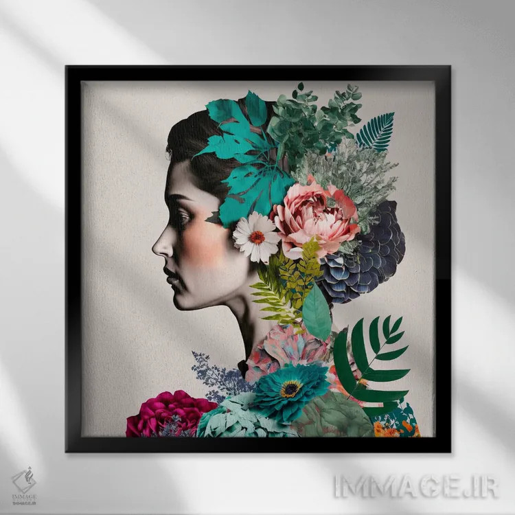 تابلو نمایه گلدار اثر اینکادو (استودیو هنری، دانمارک) - نمای قابدار مشکی