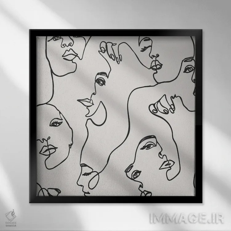 تابلو چهرههای بسیار اثر اینکادو (استودیو هنری، دانمارک) - نمای قابدار مشکی