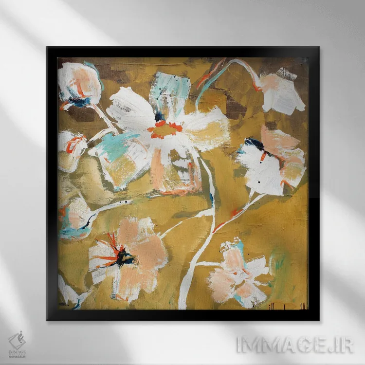 تابلو گل ساده I اثر استودیو پِینت-اینگ - نمای قابدار مشکی