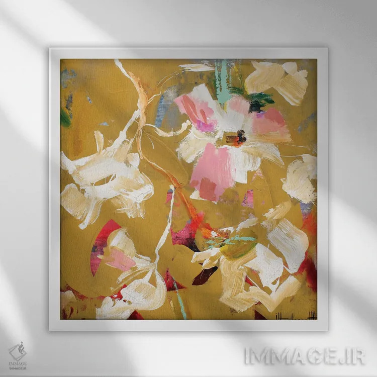 تابلو گل ساده II اثر استودیو پِینت-اینگ - نمای قابدار سفید