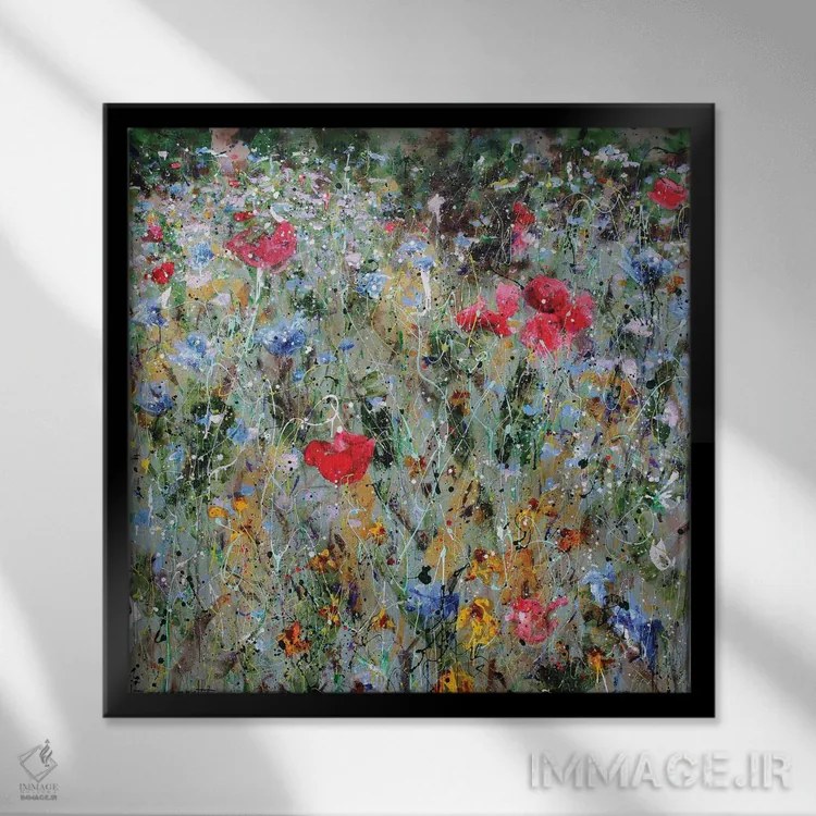 تابلو مزرعه گلهای وحشی III اثر استودیو پِینت-اینگ - نمای قابدار مشکی