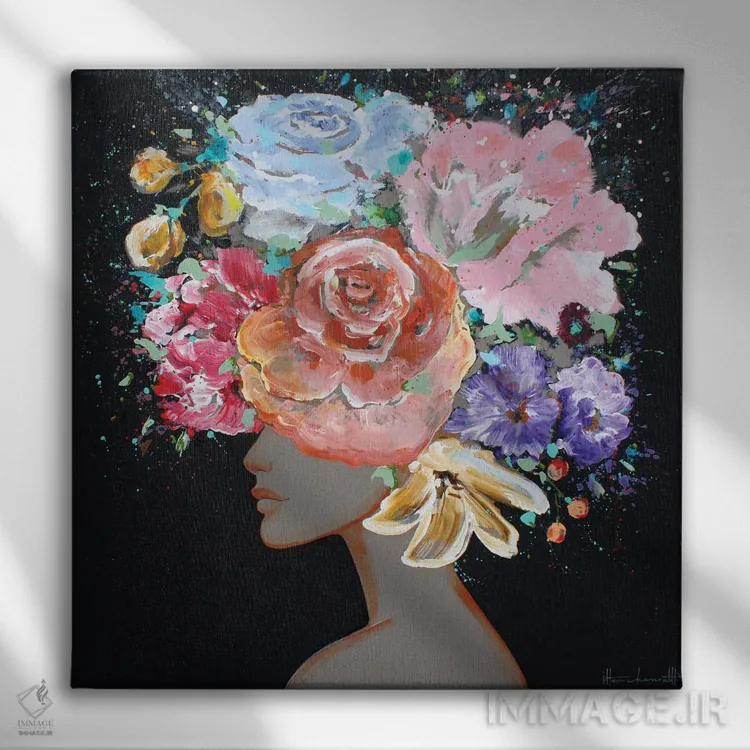 تابلو فلورا (طبیعت گیاهی) اثر استودیو پِینت-اینگ - نمای روبهرو روی دیوار