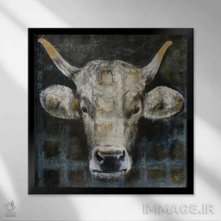 تابلو گاو بانمک اثر استودیو پِینت-اینگ - نمای قابدار مشکی