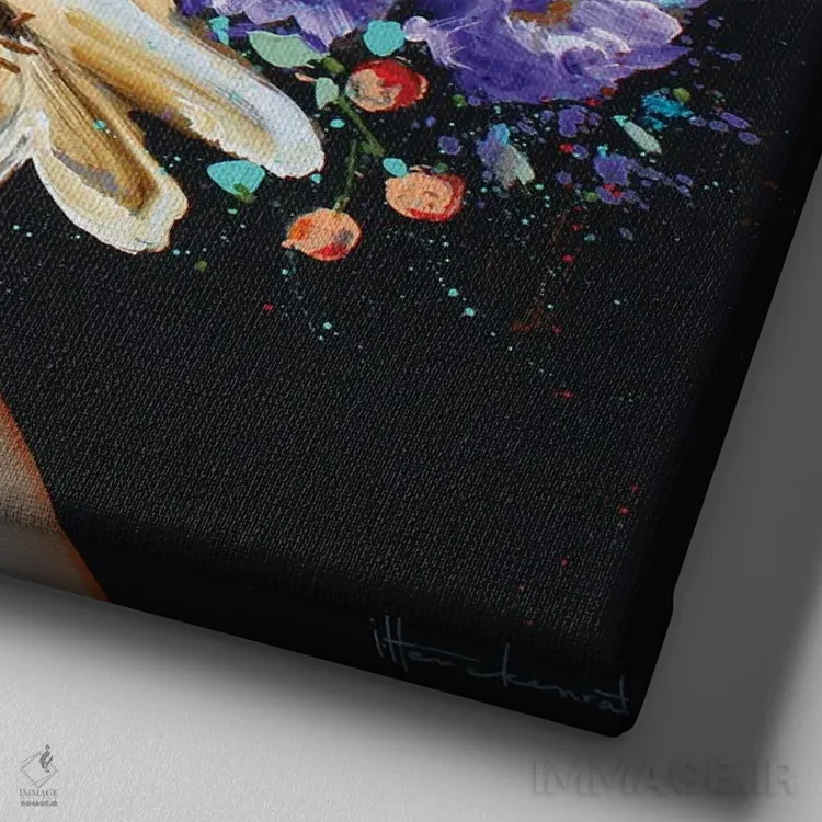 تابلو فلورا (طبیعت گیاهی) اثر استودیو پِینت-اینگ - نمای نزدیک بافت بوم