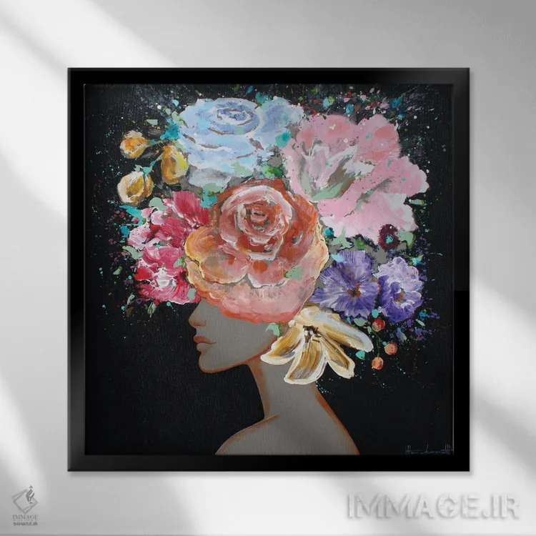 تابلو فلورا (طبیعت گیاهی) اثر استودیو پِینت-اینگ - نمای قابدار مشکی