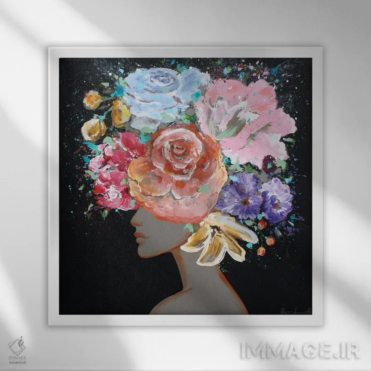 تابلو فلورا (طبیعت گیاهی) اثر استودیو پِینت-اینگ - نمای قابدار سفید