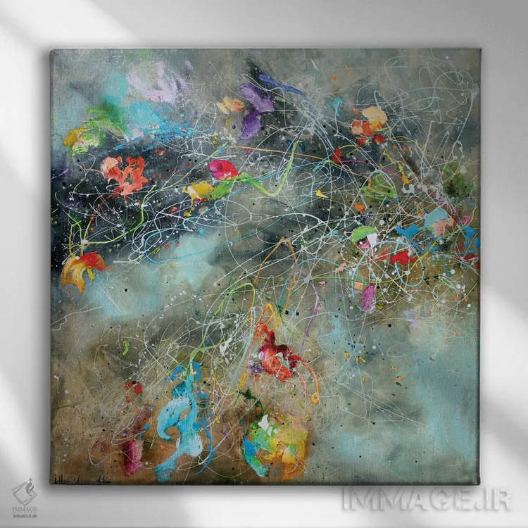تابلو وزش گلها اثر استودیو پِینت-اینگ - نمای روبهرو روی دیوار