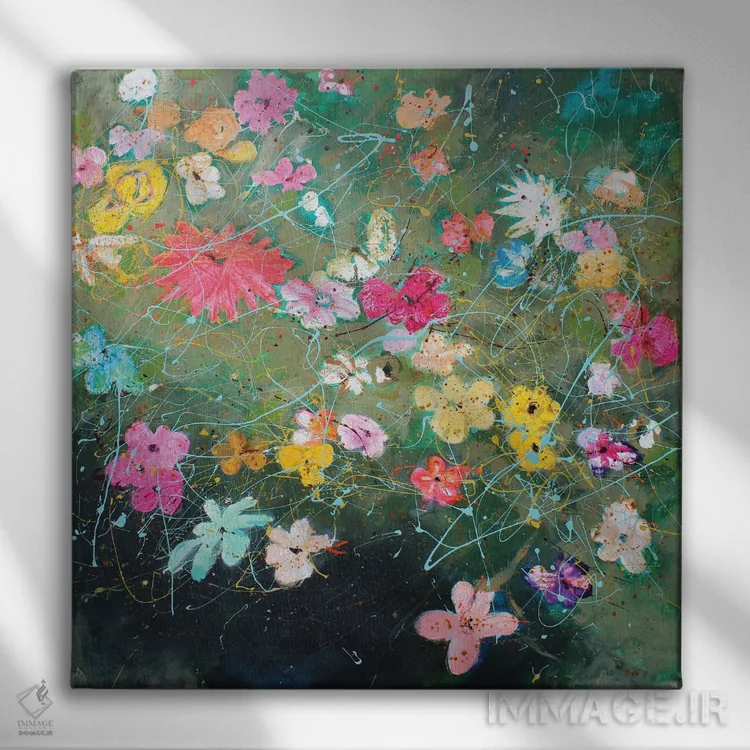 تابلو گلهای پارک اثر استودیو پِینت-اینگ - نمای روبهرو روی دیوار