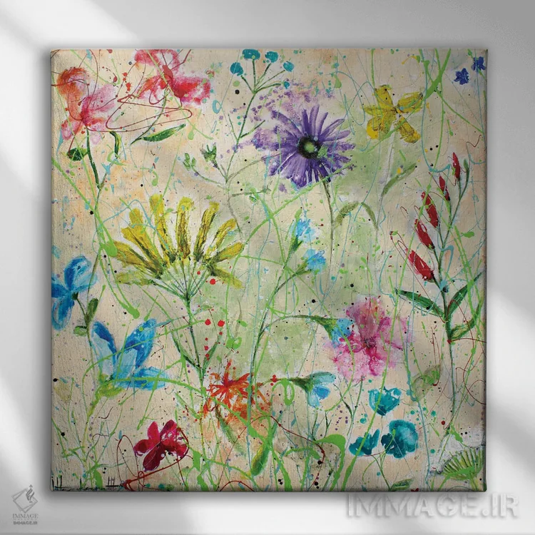 تابلو گلهای خانوادگی اثر استودیو پِینت-اینگ - نمای روبهرو روی دیوار