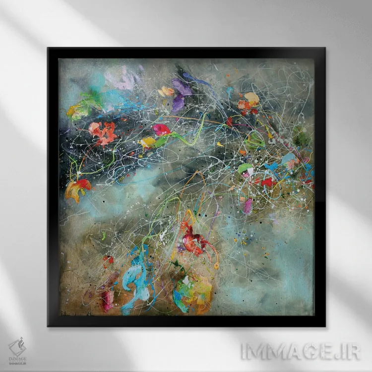 تابلو وزش گلها اثر استودیو پِینت-اینگ - نمای قابدار مشکی
