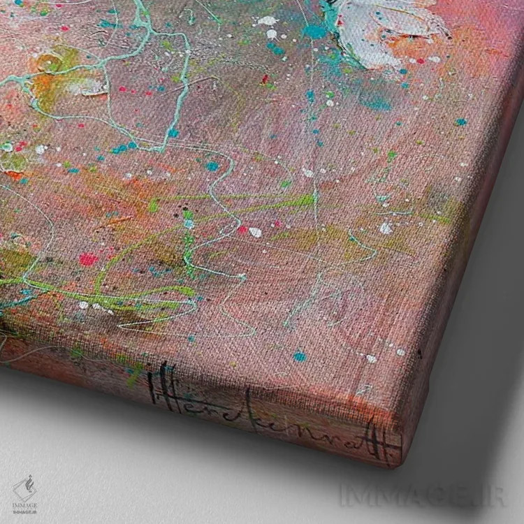 تابلو شکوفه اثر استودیو پِینت-اینگ - نمای نزدیک بافت بوم