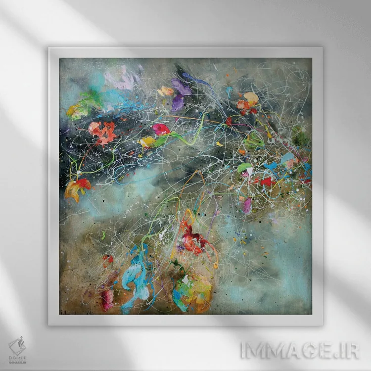 تابلو وزش گلها اثر استودیو پِینت-اینگ - نمای قابدار سفید