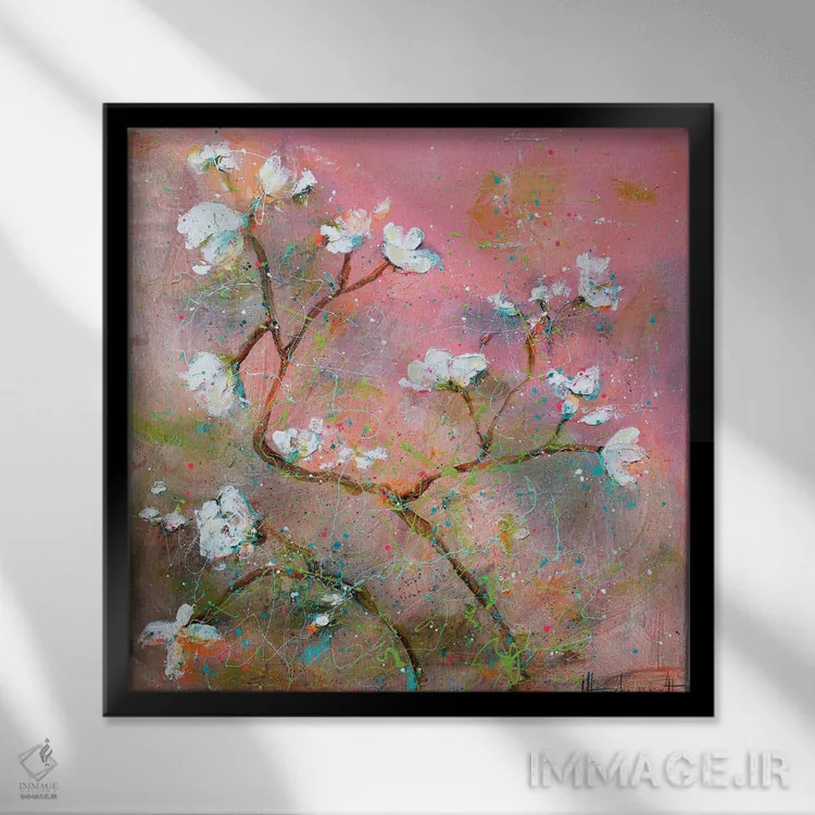 تابلو شکوفه اثر استودیو پِینت-اینگ - نمای قابدار مشکی