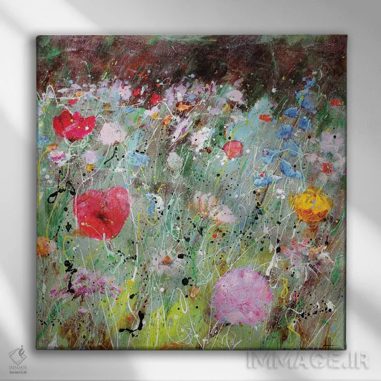 تابلو مزرعه گل چهارم اثر استودیو پِینت-اینگ - نمای روبهرو روی دیوار