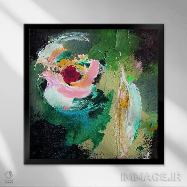 تابلو یک گل اثر استودیو پِینت-اینگ - نمای قابدار مشکی