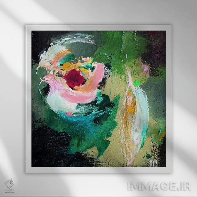 تابلو یک گل اثر استودیو پِینت-اینگ - نمای قابدار سفید