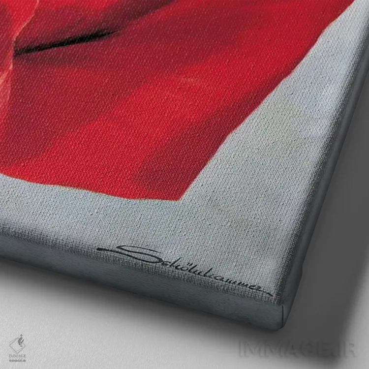 تابلو شقایق قرمز اثر هاینتس شولنهامر - نمای نزدیک بافت بوم