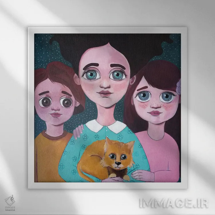 تابلو دوستان اثر ایرینا پانِدوا - نمای قابدار سفید