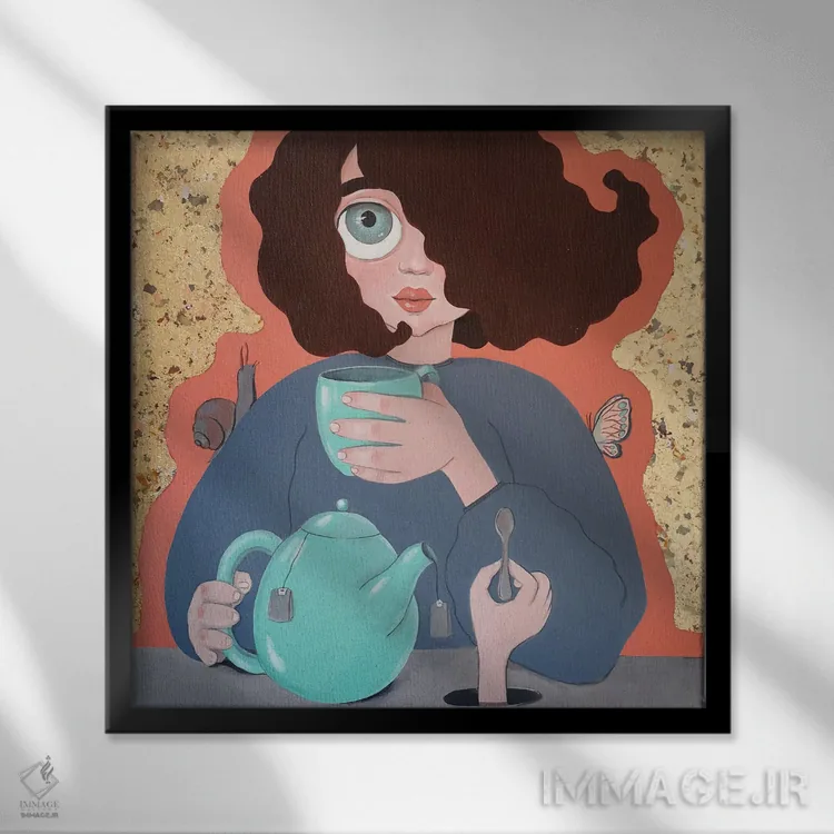 تابلو سردرگمی چای اثر ایرینا پانِدوا - نمای قابدار مشکی