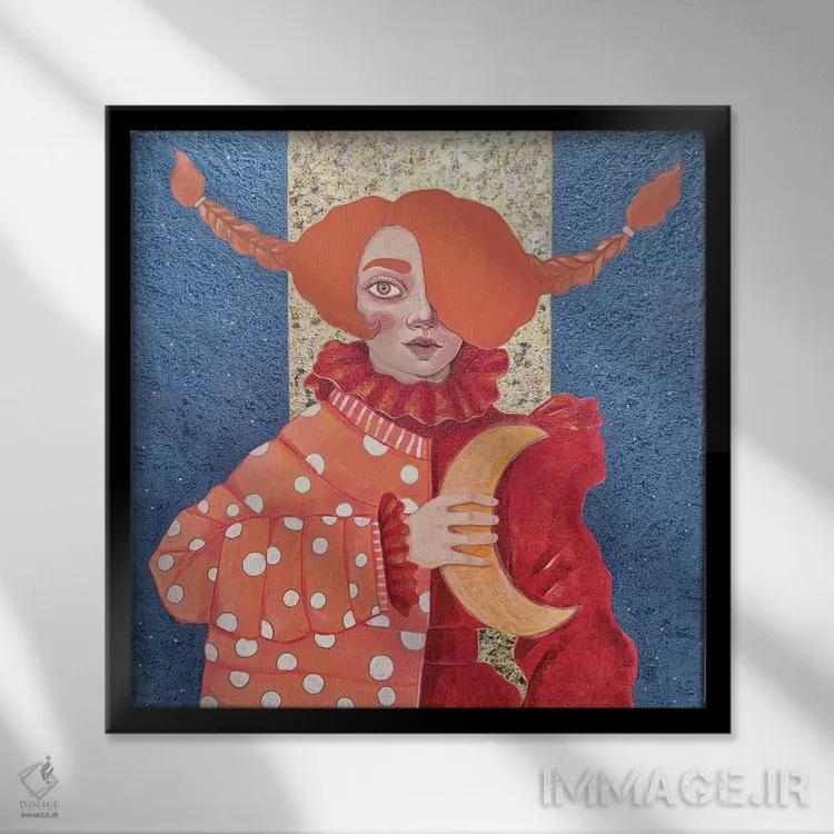 تابلو پیپی جوراببلند (شخصیت داستانی) اثر ایرینا پانِدوا - نمای قابدار مشکی