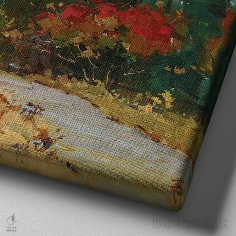 تابلو روز پاییزی اثر ایگور پوزدف - نمای نزدیک بافت بوم