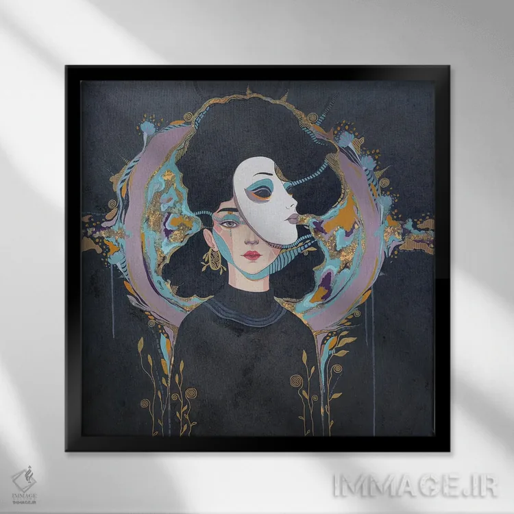 تابلو نقاببرداری ۲ اثر ایرینا پانِدوا - نمای قابدار مشکی