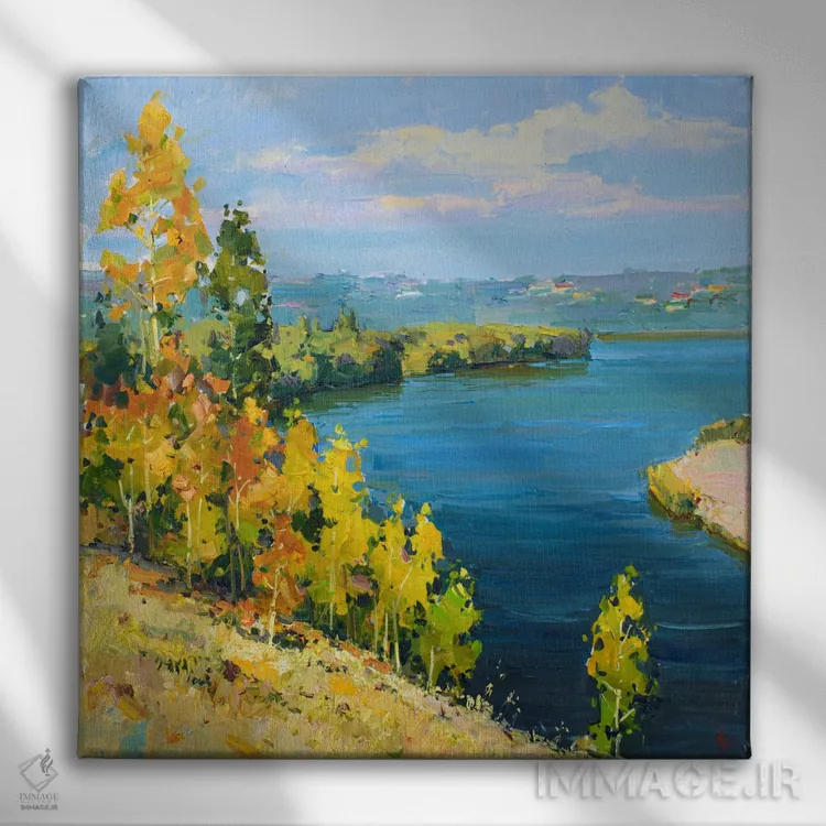 تابلو رودخانه ولگا، روسیه اثر ایگور پوزدف - نمای روبهرو روی دیوار