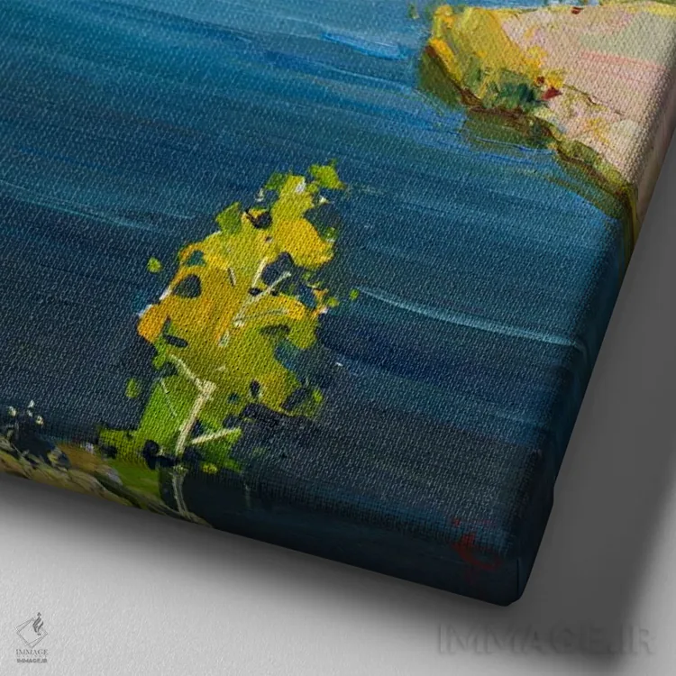 تابلو رودخانه ولگا، روسیه اثر ایگور پوزدف - نمای نزدیک بافت بوم