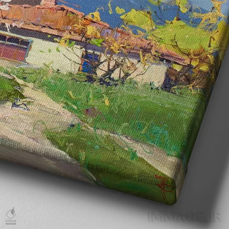 تابلو رنگهای ملایم بهاری اثر ایگور پوزدف - نمای نزدیک بافت بوم