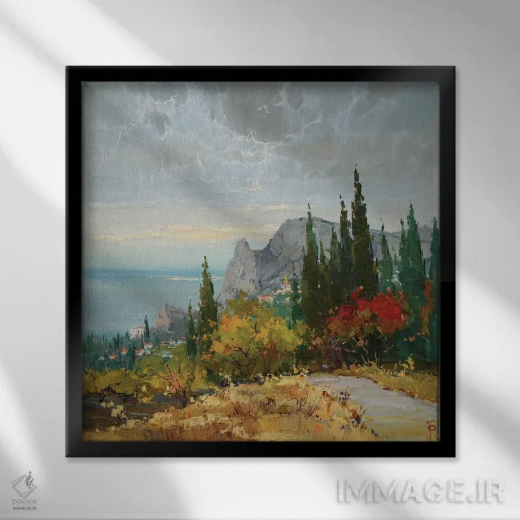 تابلو روز پاییزی اثر ایگور پوزدف - نمای قابدار مشکی