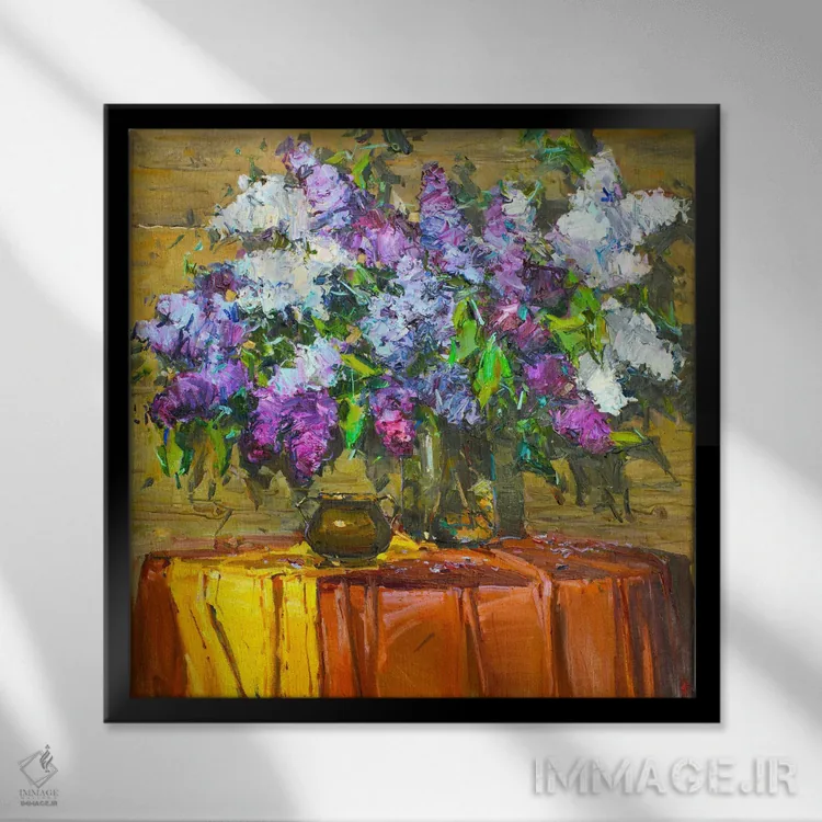 تابلو سرزمین یاس بنفش اثر ایگور پوزدف - نمای قابدار مشکی