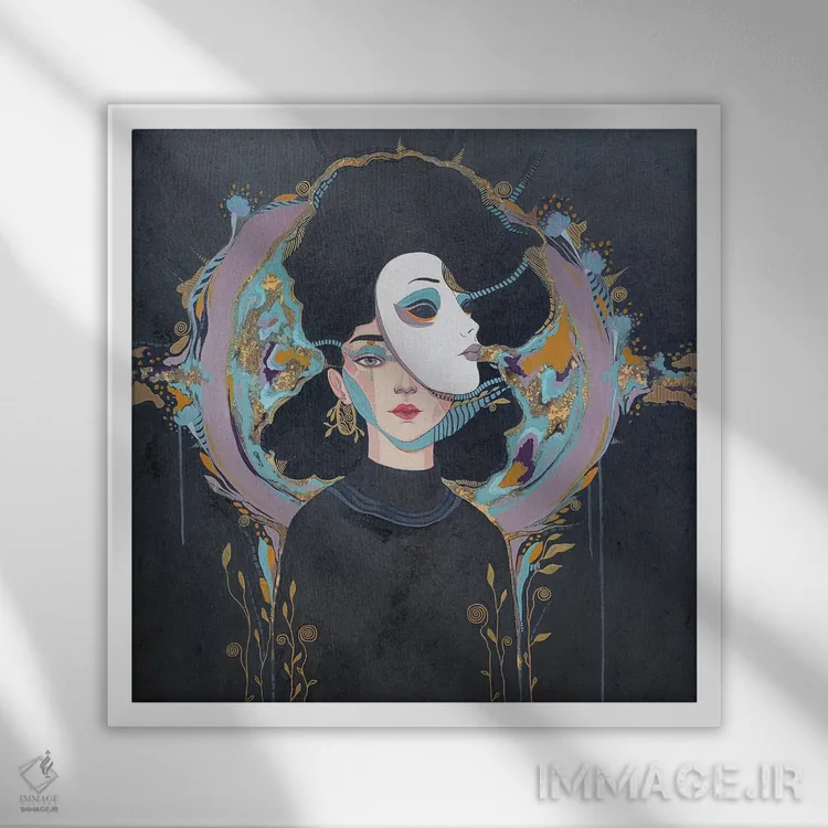 تابلو نقاببرداری ۲ اثر ایرینا پانِدوا - نمای قابدار سفید